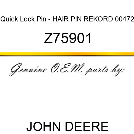 Quick Lock Pin - HAIR PIN REKORD 00472 Z75901