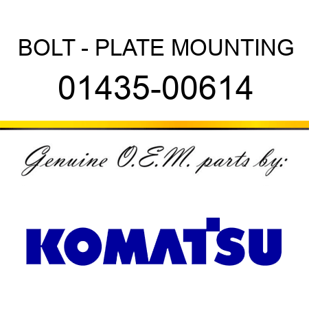 BOLT - PLATE MOUNTING 01435-00614