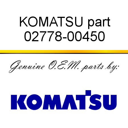 KOMATSU part 02778-00450