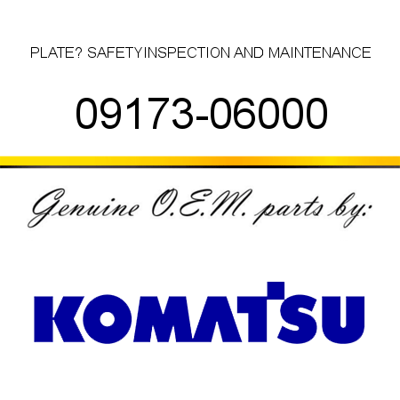 PLATE? SAFETY,INSPECTION AND MAINTENANCE 09173-06000