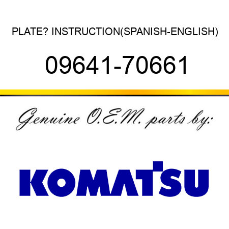 PLATE? INSTRUCTION,(SPANISH-ENGLISH) 09641-70661