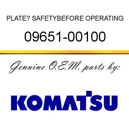 PLATE? SAFETY,BEFORE OPERATING 09651-00100