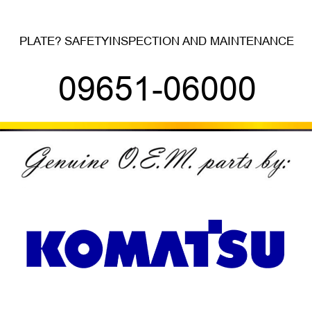 PLATE? SAFETY,INSPECTION AND MAINTENANCE 09651-06000
