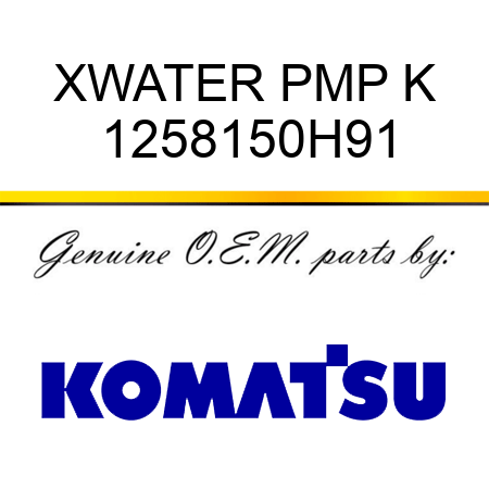 XWATER PMP K 1258150H91