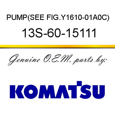 PUMP,(SEE FIG.Y1610-01A0C) 13S-60-15111