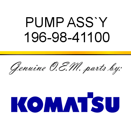 PUMP ASS`Y 196-98-41100