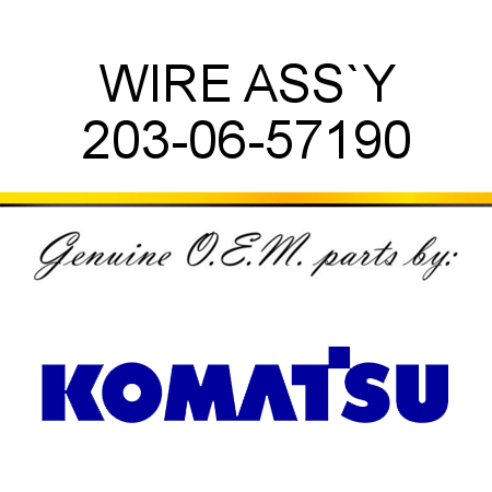 WIRE ASS`Y 203-06-57190