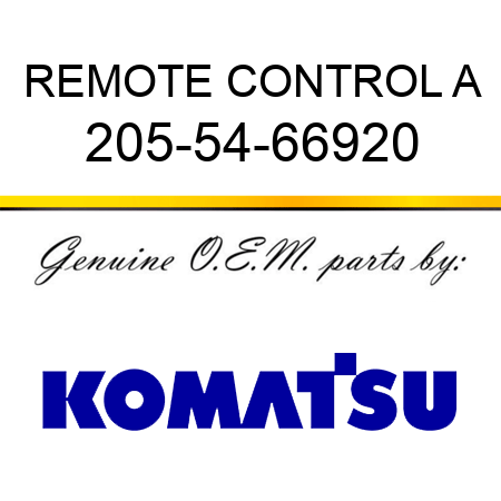 REMOTE CONTROL A 205-54-66920