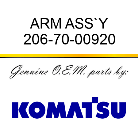 ARM ASS`Y 206-70-00920