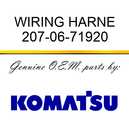 WIRING HARNE 207-06-71920