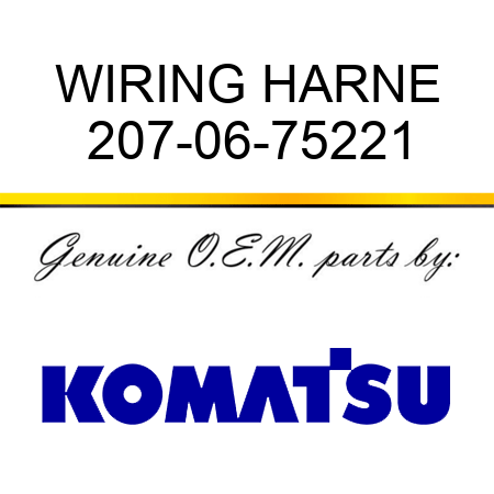 WIRING HARNE 207-06-75221