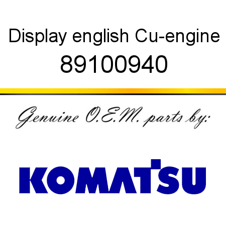 Display english, Cu-engine 89100940