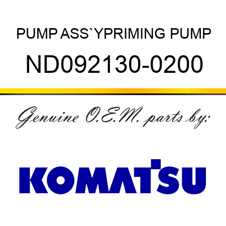 PUMP ASS`Y,PRIMING PUMP ND092130-0200