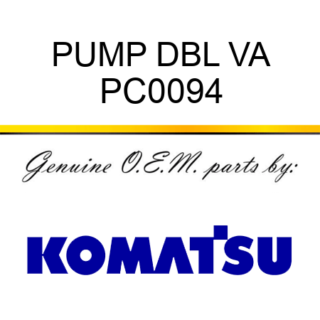 PUMP, DBL VA PC0094