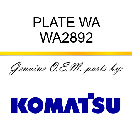 PLATE WA WA2892