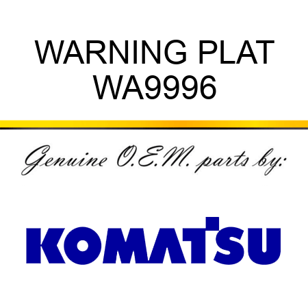 WARNING PLAT WA9996
