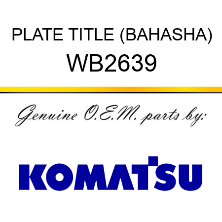 PLATE, TITLE (BAHASHA) WB2639