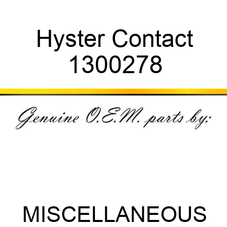 Hyster, Contact 1300278