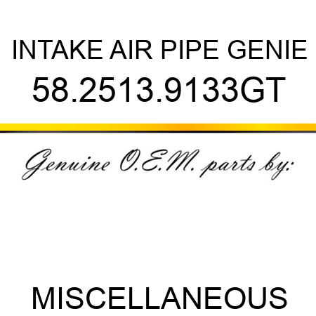 INTAKE AIR PIPE GENIE 58.2513.9133GT
