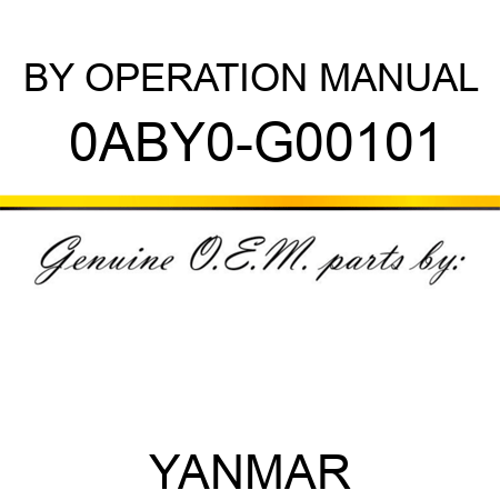 BY OPERATION MANUAL 0ABY0-G00101