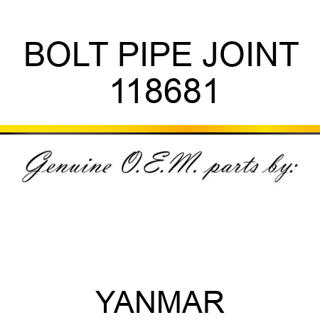 BOLT, PIPE JOINT 118681