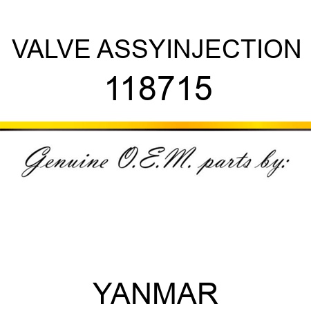 VALVE ASSY,INJECTION 118715