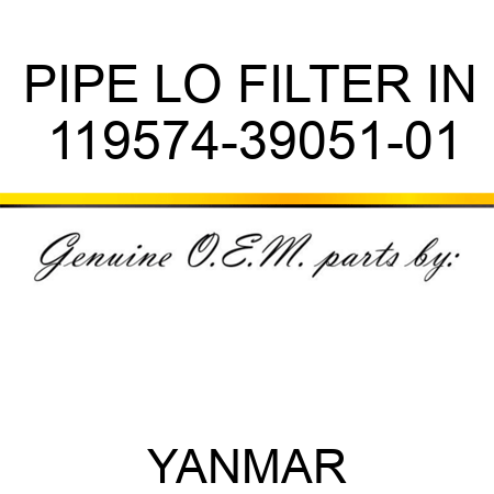 PIPE, LO FILTER, IN 119574-39051-01