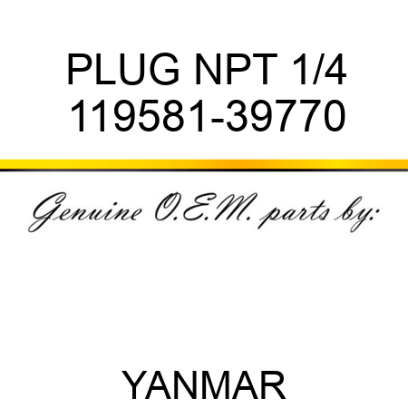 PLUG, NPT 1/4 119581-39770