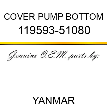 COVER, PUMP BOTTOM 119593-51080