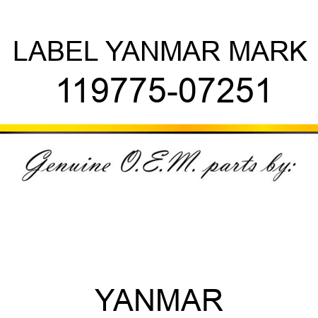 LABEL, YANMAR MARK 119775-07251