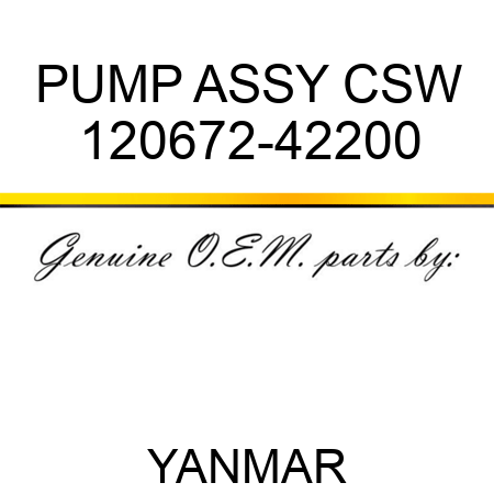 PUMP ASSY, CSW 120672-42200