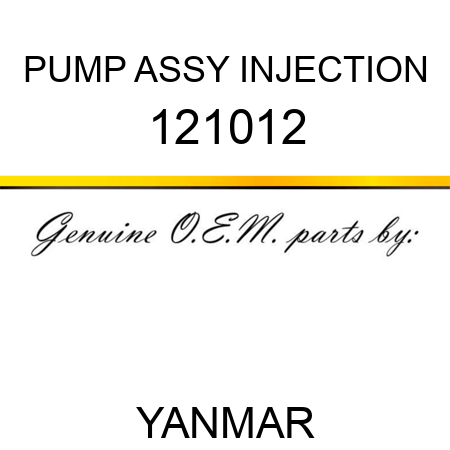 PUMP ASSY, INJECTION 121012