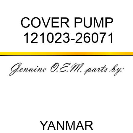 COVER, PUMP 121023-26071
