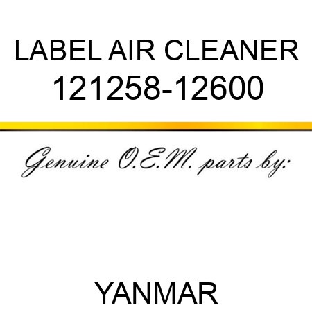 LABEL, AIR CLEANER 121258-12600