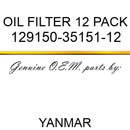 OIL FILTER, 12 PACK 129150-35151-12