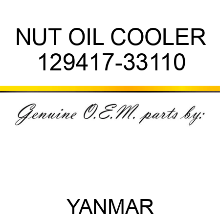 NUT, OIL COOLER 129417-33110
