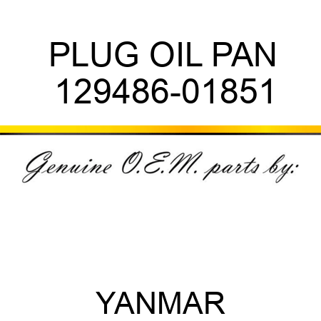 PLUG, OIL PAN 129486-01851