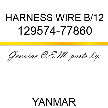 HARNESS, WIRE B/12 129574-77860