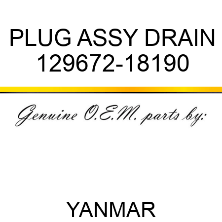 PLUG ASSY, DRAIN 129672-18190