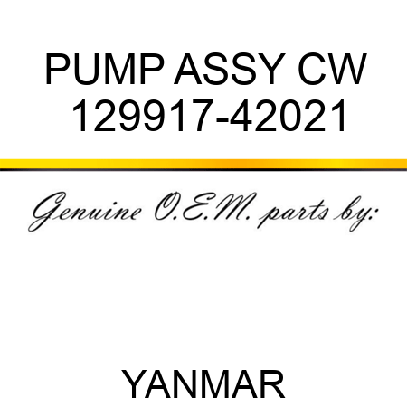 PUMP ASSY, CW 129917-42021