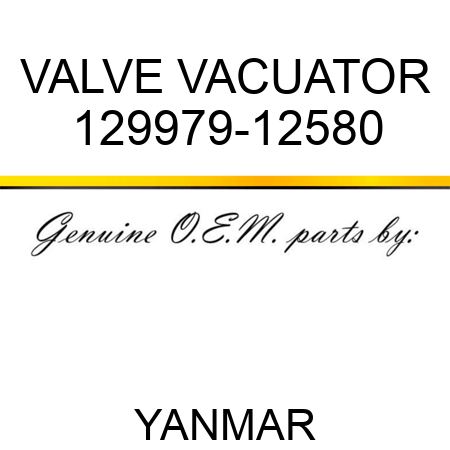 VALVE, VACUATOR 129979-12580