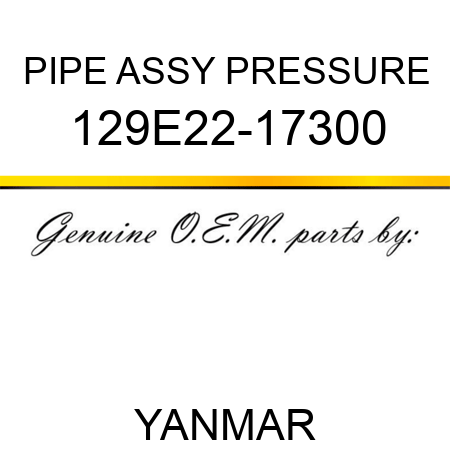 PIPE ASSY, PRESSURE 129E22-17300