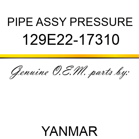 PIPE ASSY, PRESSURE 129E22-17310
