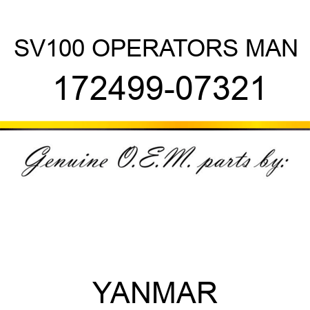 SV100 OPERATORS MAN 172499-07321