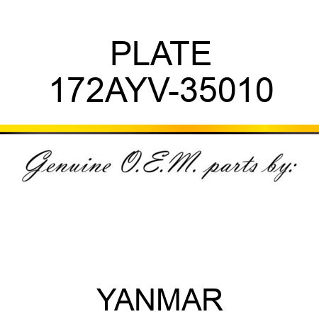 PLATE 172AYV-35010