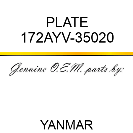 PLATE 172AYV-35020