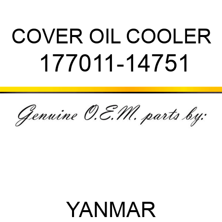 COVER, OIL COOLER 177011-14751