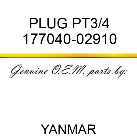 PLUG, PT3/4 177040-02910