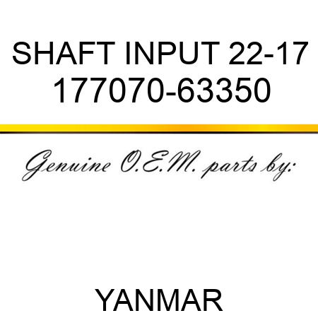 SHAFT, INPUT 22-17 177070-63350