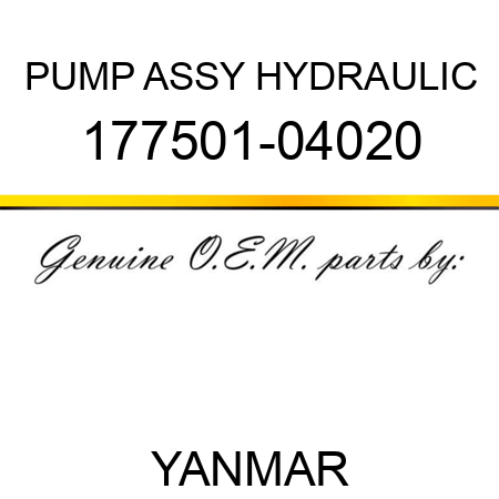 PUMP ASSY, HYDRAULIC 177501-04020